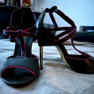 Black and pink sandal heels. Bought from JustFab. 7.5